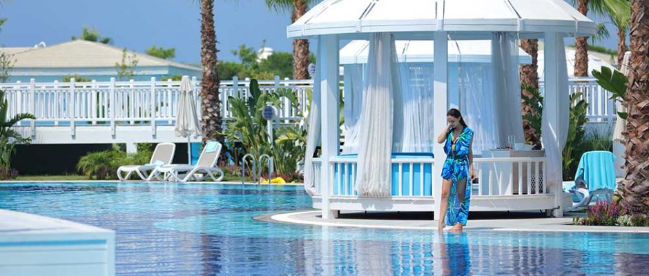 The outdoor pool at the Sueno Hotel Deluxe, Belek, Turkey