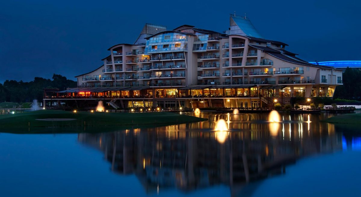 Sueno Golf Hotel at night, Belek, Turkey