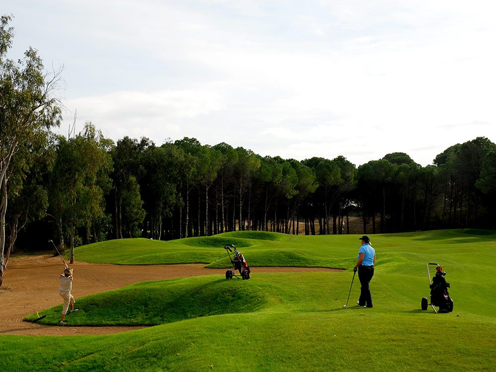 Heading to the sixth green at Sueno Dunes golf c ourse, Belek, Turkey