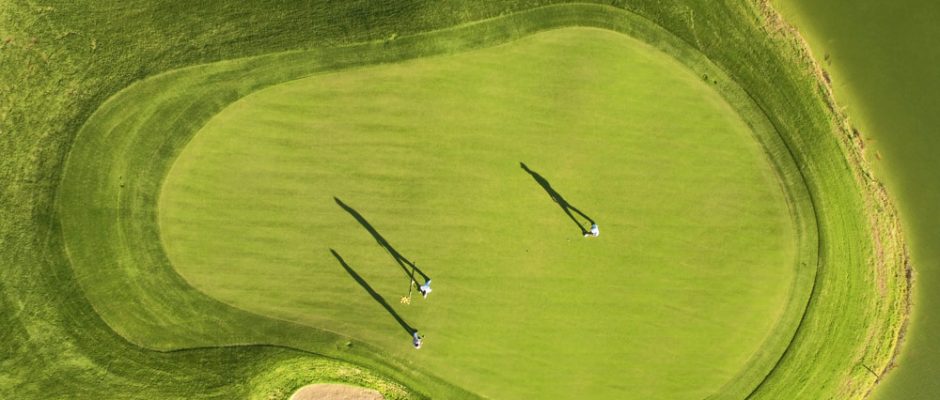Aerial view over Sueno Dunes Golf course, Belek, Turkey