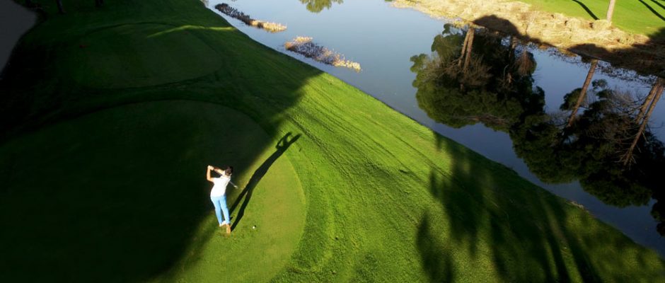 On the tee at Sueno Dunes golf course, Belek, Turkey