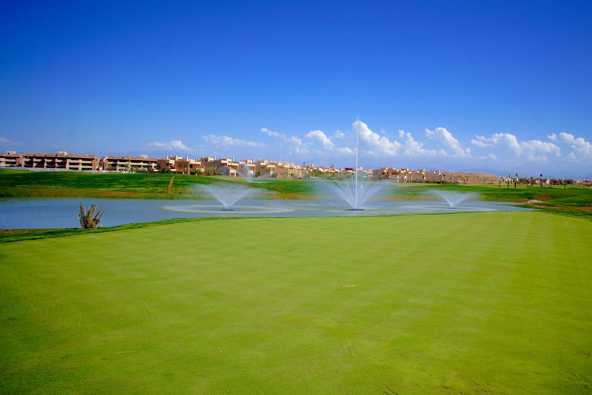 Water features at The Montgomerie Marrakech Golf Club, Morocco. Gof Planet Holidays.