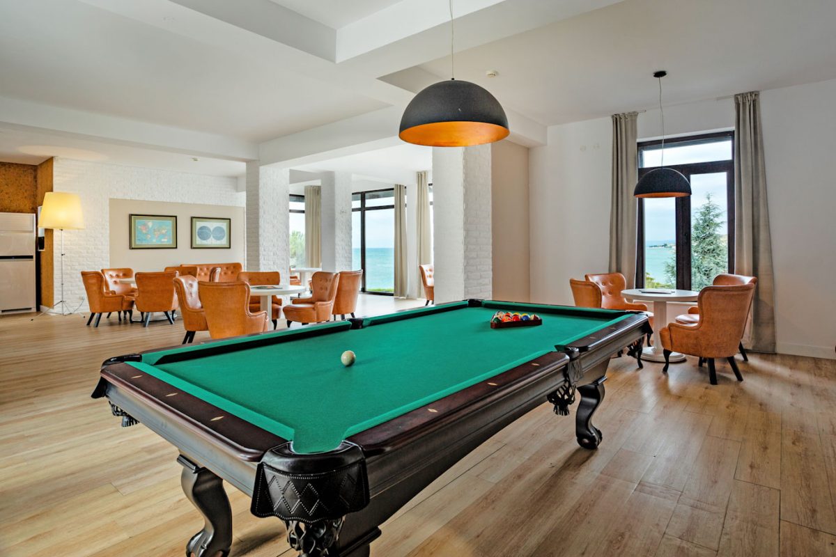 Pool table in the clubhouse at Thracian Cliffs Golf Resort and Spa, Cape Kaliakra