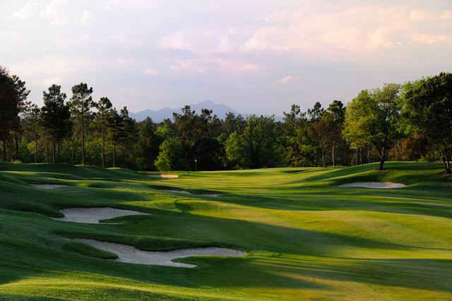 The approach to the twelth green at PGA Catalunya Golf Resort