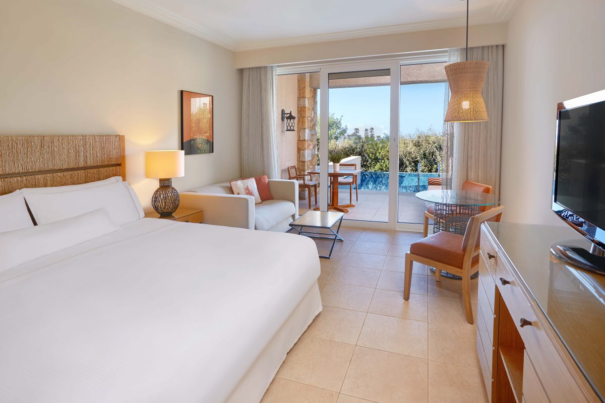 Bedroom at Westin Resort Costa Navarino, Greece, with your own swimming pool