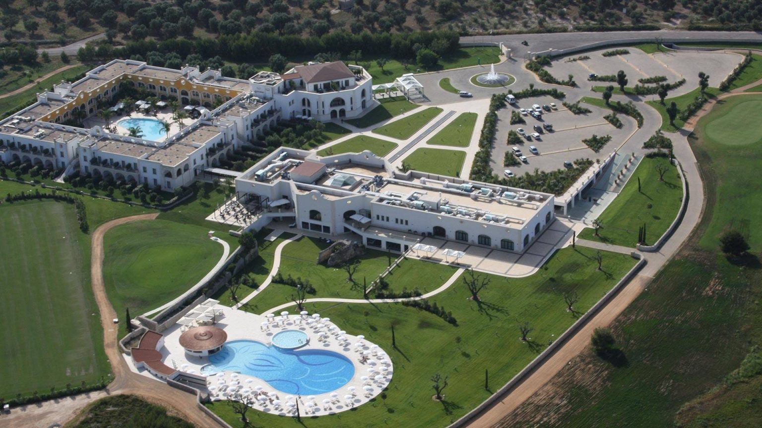 Aerial view of Acaya Golf Resort and its 18-hole golf course