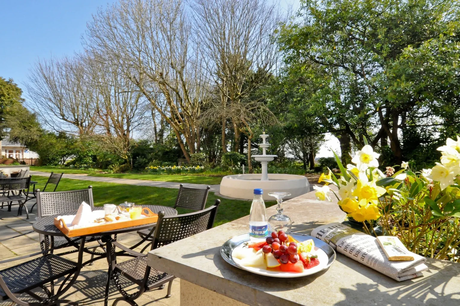 The garden terrace and period country house at The Ardilaun Hotel, Galway