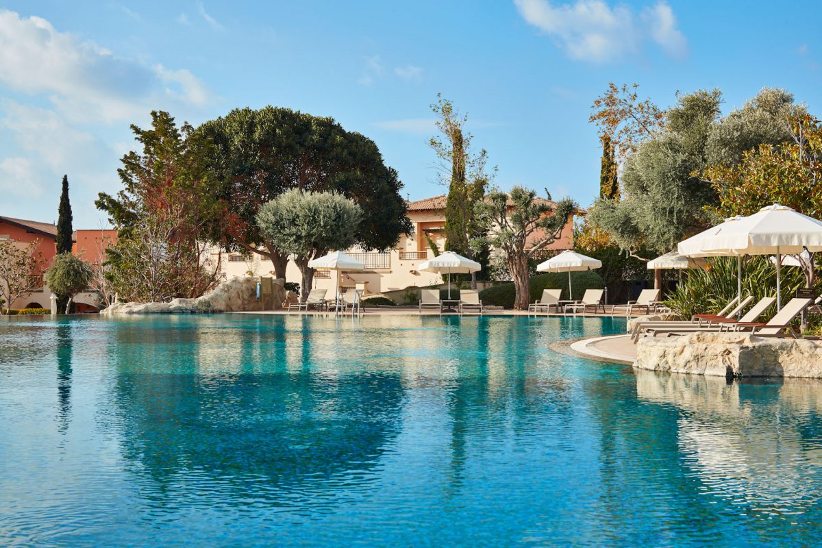The main outdoor pool at Aphrodite Hills Hotel by Atlantica, Paphos, Cyprus
