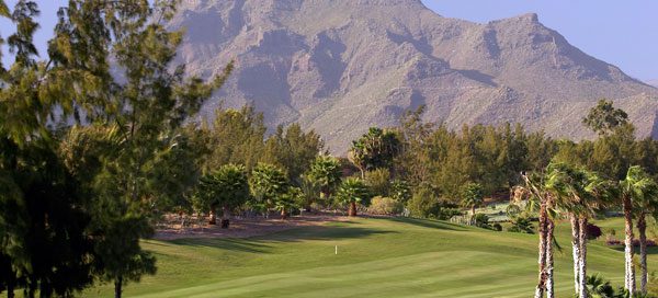 Beautiful backdrop to Las Americas Golf Course, Tenerife