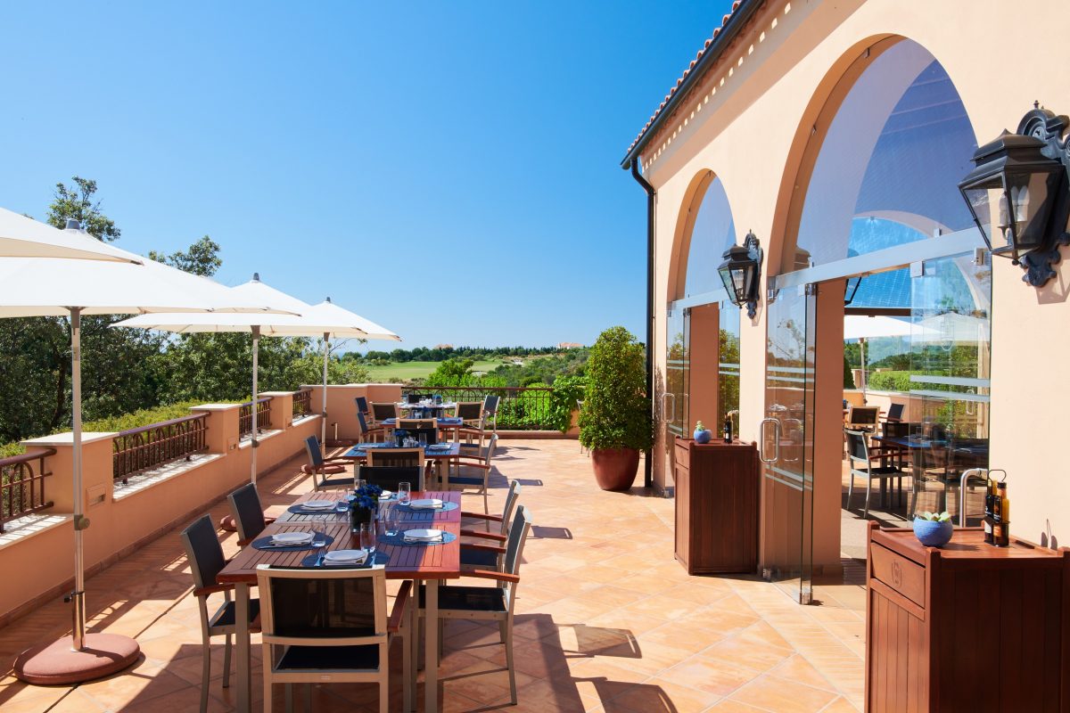 Lunch on the terrace at Monte Rei Golf and Country Club, near Tavira, Eastern Algarve, Portugal