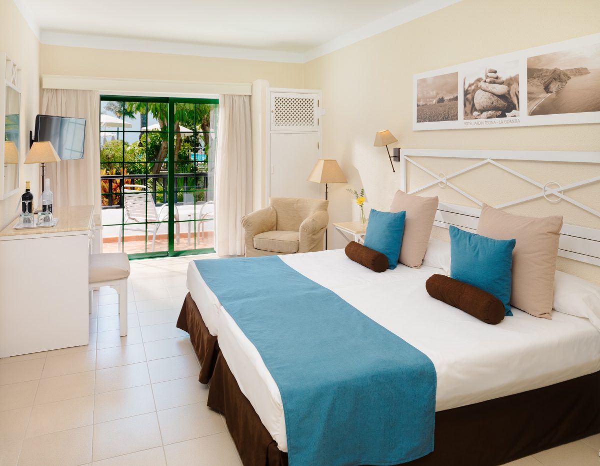 A standard bedroom at Hotel Jardin Tecina, La Gomera, Canary Islands