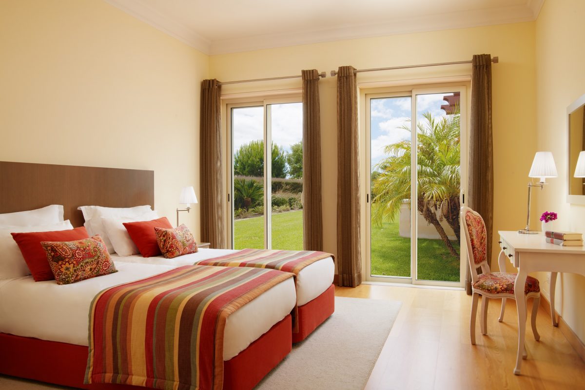 A twin bedroom in a villa at Monte Rei Golf and Country Club, near Tavira, Eastern Algarve, Portugal