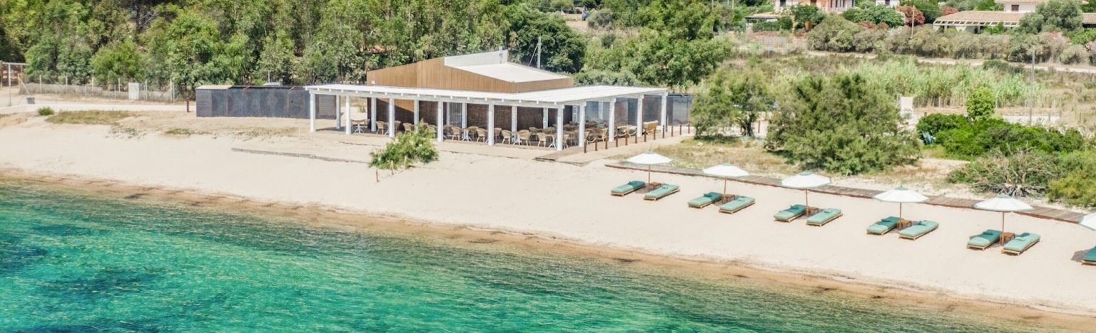 The beach and clear sea near Is Molas Resort on the south Sardinian coast
