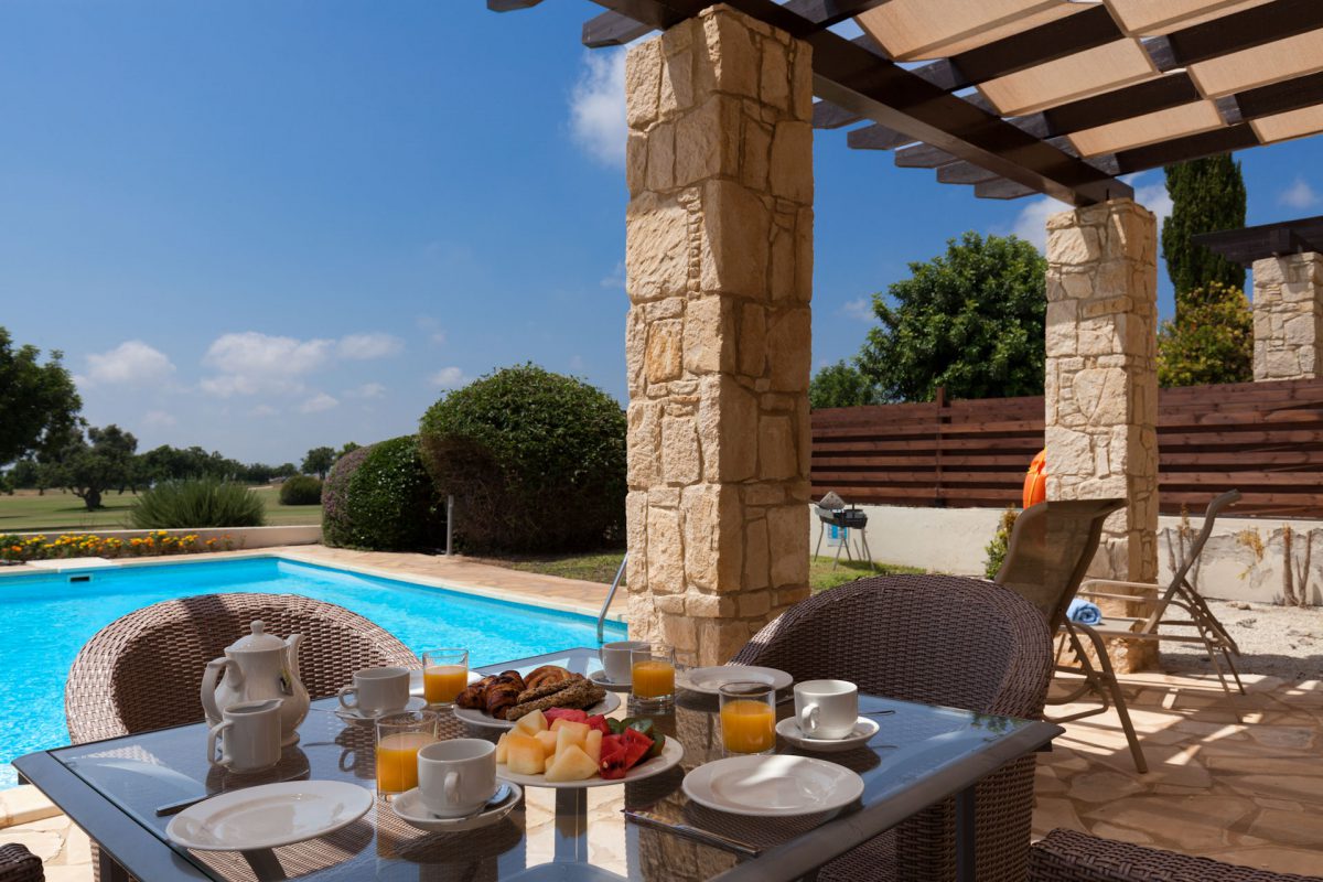 Breakfast by your pool at Aphrodite Hills Holiday Residences, Paphos, Cyprus
