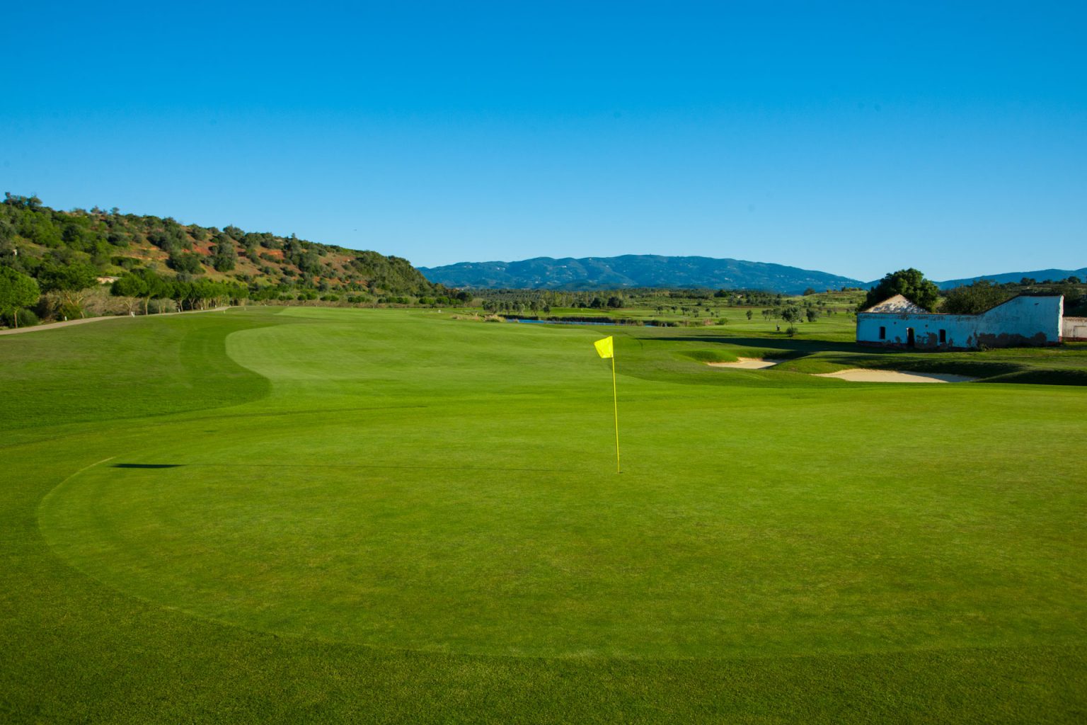On the green at Morgado Golf Course, Algarve, Portugal