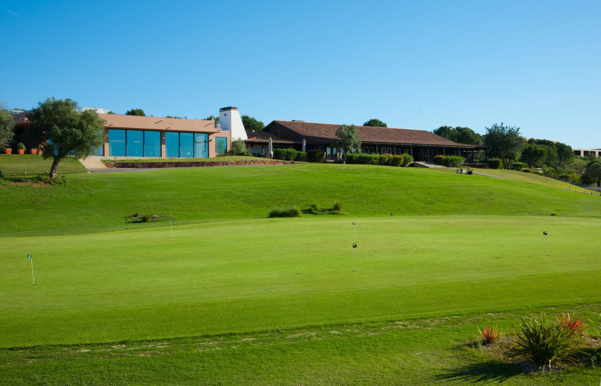 On the practice green at Morgado Golf Course, Algarve, Portugal