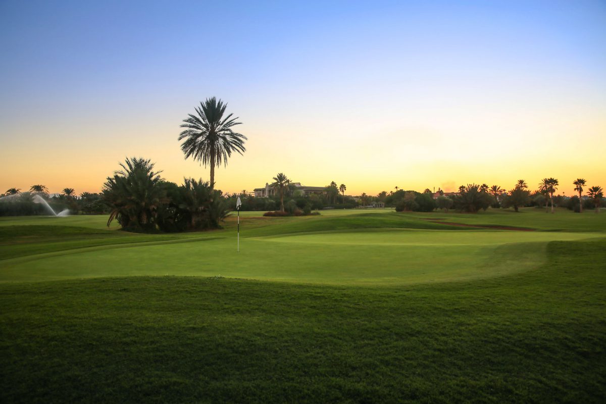 The seventh hole at Palm Golf Palmaraie, Marrakech, Morocco. Golf Planet Holidays