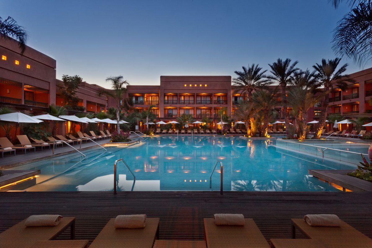 The swimming pool at Hotel du Golf, Palmeraie, Marrakech, Morocco. Golf Planet Holidays
