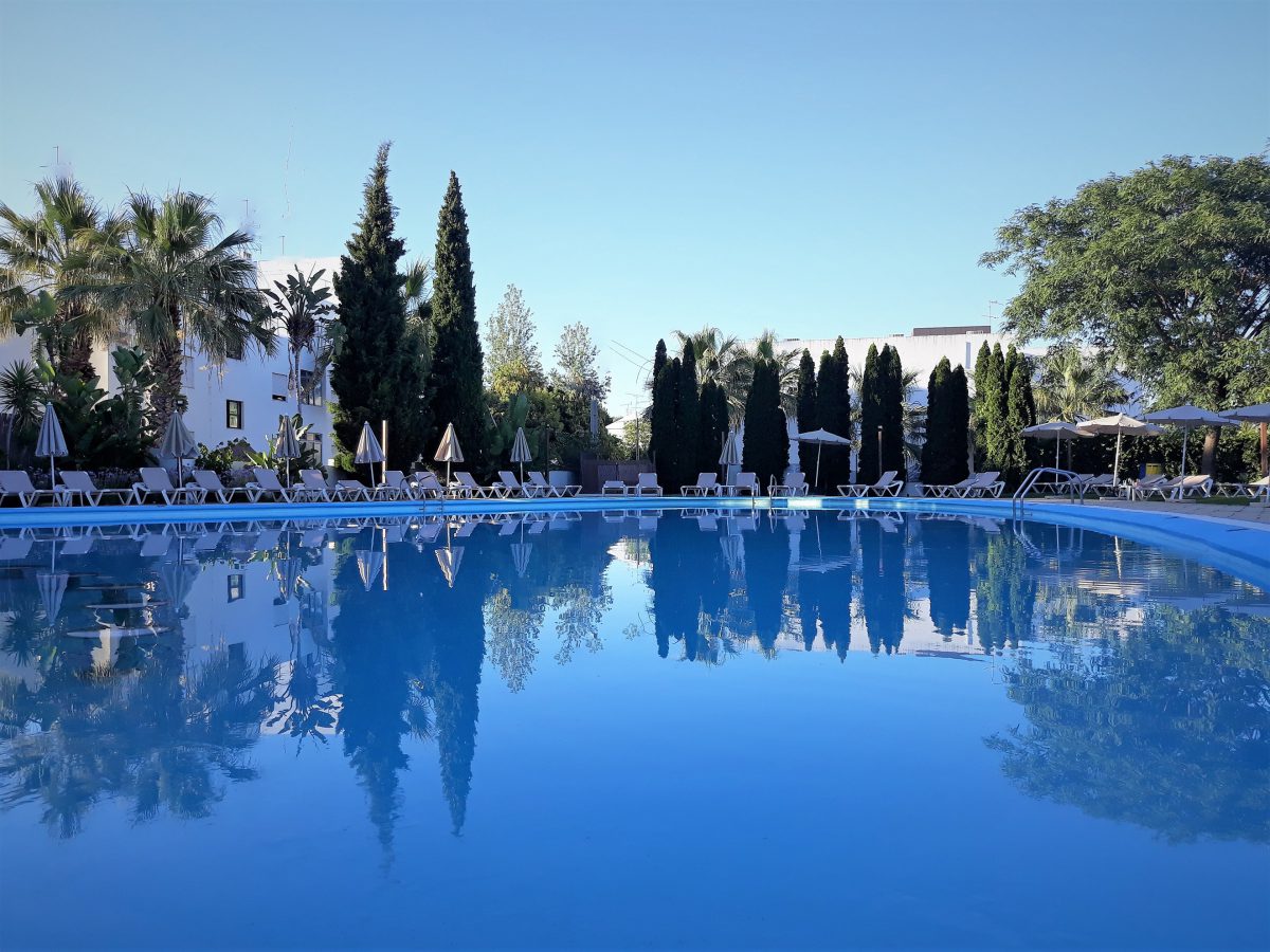 The outdoor pool at Maria Nova Lounge Hotel, Tavira, Eastern Algarve, Portugal
