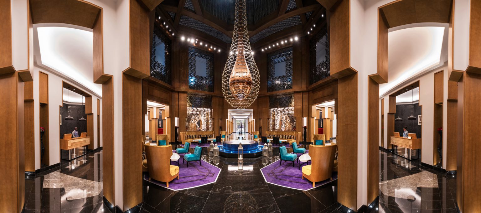 The stunning bar at MÃ¶venpick Hotel Mansour Eddahbi, Marrakech, Morocco.