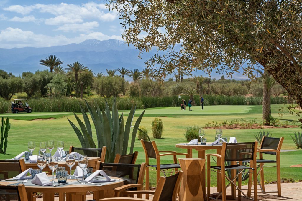 Lunch on the terrrace at Royal Palm Golf Course, Marrakech, Morocco. Golf Planet Holidays