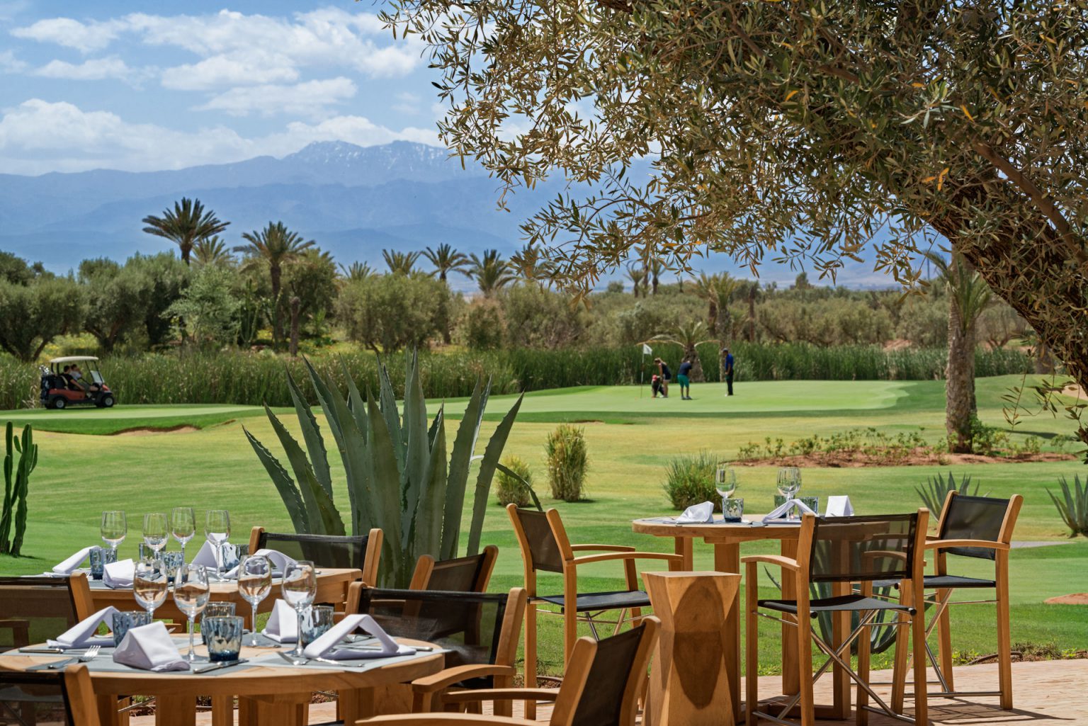 Lunch on the terrrace at Royal Palm Golf Course, Marrakech, Morocco. Golf Planet Holidays
