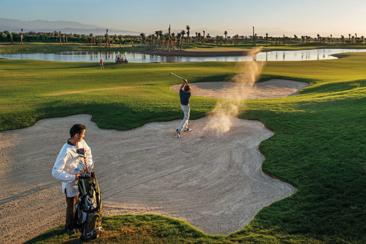 In the sand at Royal Palm Golf Course, Marrakech, Morocco. Golf Planet Holidays