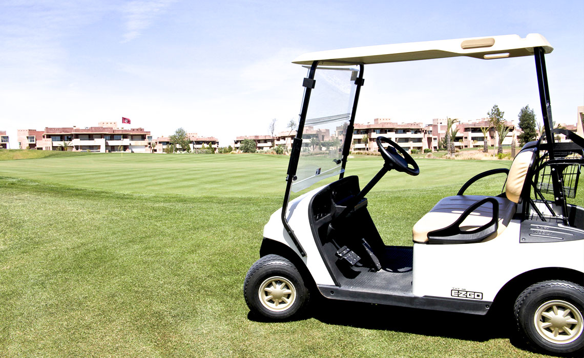 Buggies are available at The Montgomerie Golf Course, Marrakech, Morocco