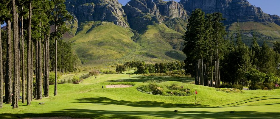 Looking down the eighth green at Erinvale Golf Club, Somerset West, South Africa