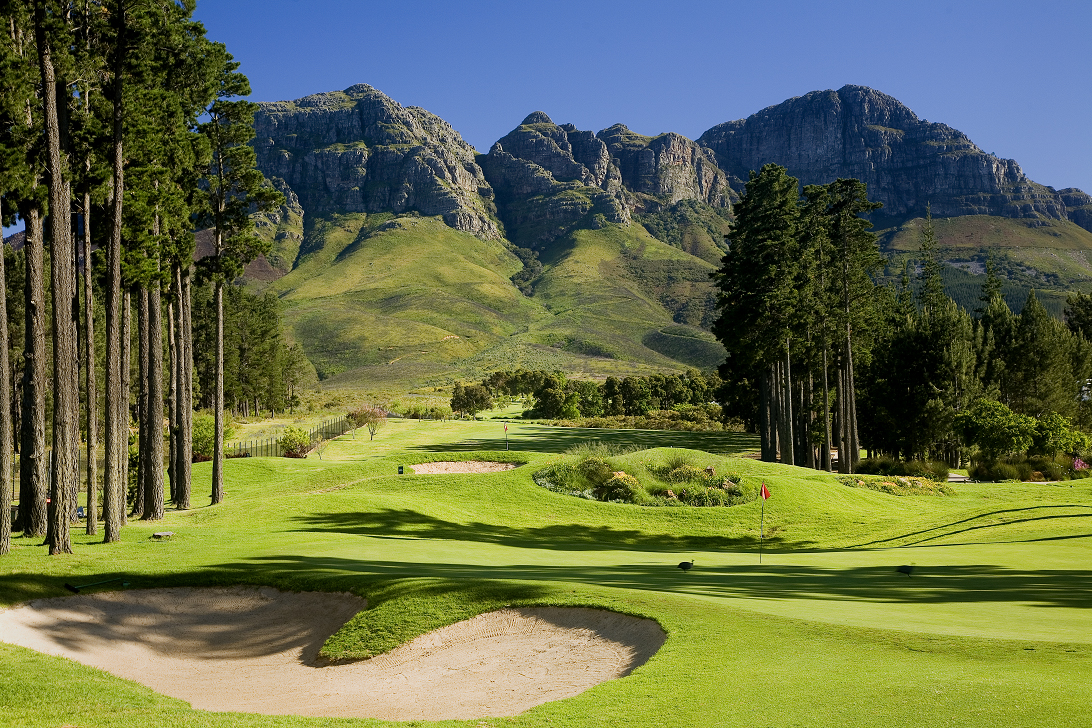 Looking down the eighth green at Erinvale Golf Club, Somerset West, South Africa