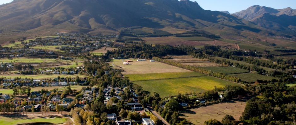 Aerial of Erinvale Hotel & Helderberg Mountains, Somerset West, South Africa