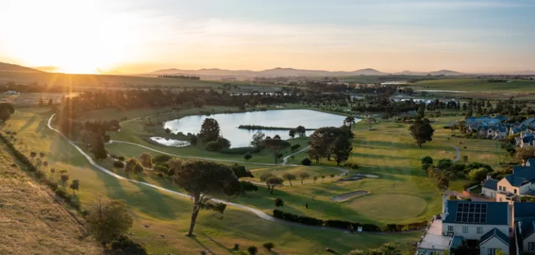 Bird's eye view of Devonvale Golf and Wine Estate, Western Cape, South Africa. Golf Planet Holidays. ©Mark Sampson