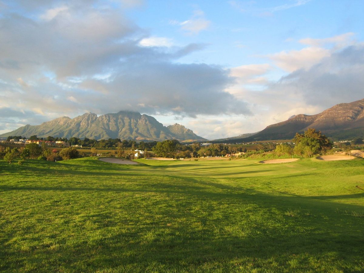 View down the fairway at De Zalze Golf Club, Stellenbosch, South Africa