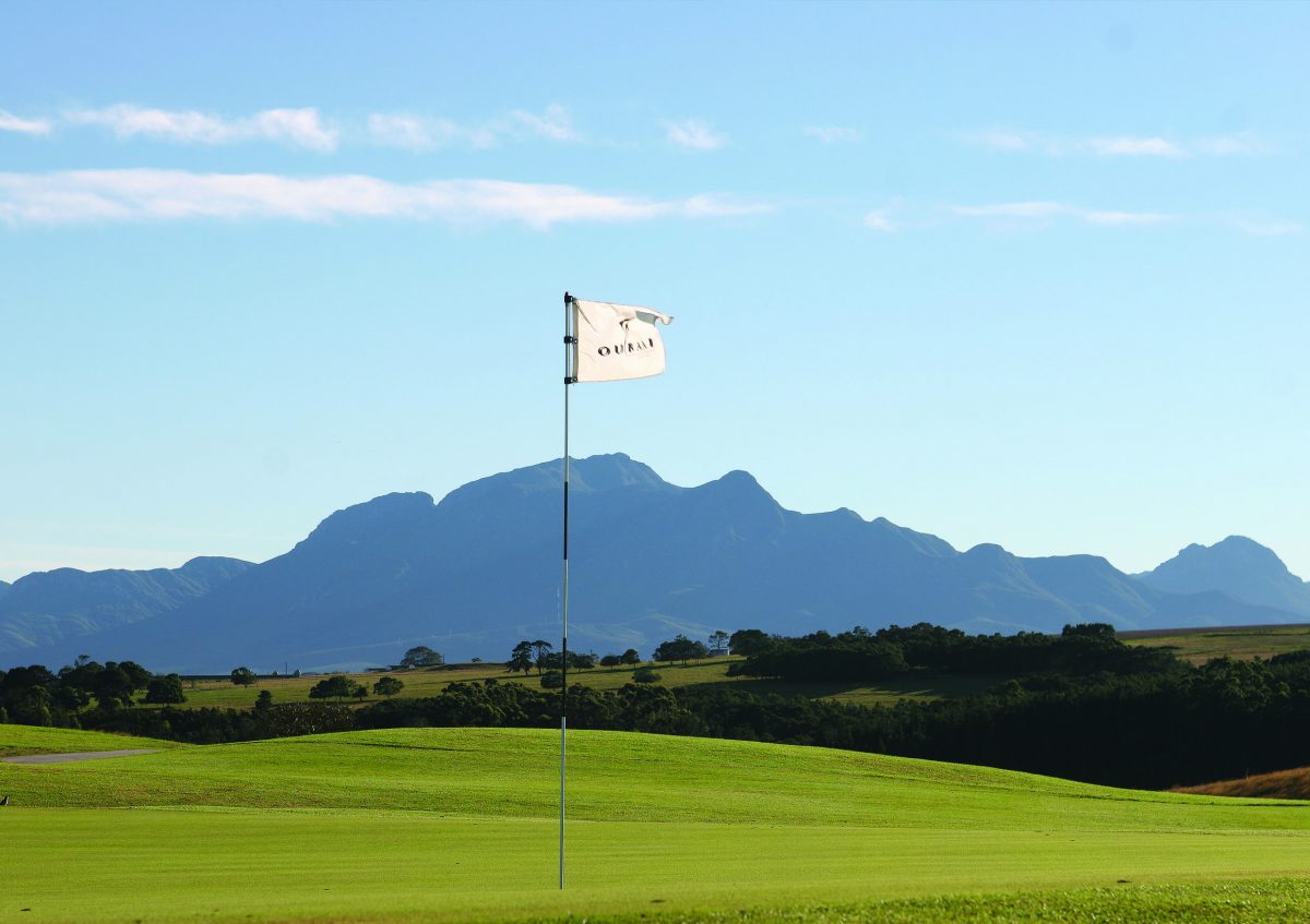The second green at Oubaii Golf Club, Herolds Bay, South Africa