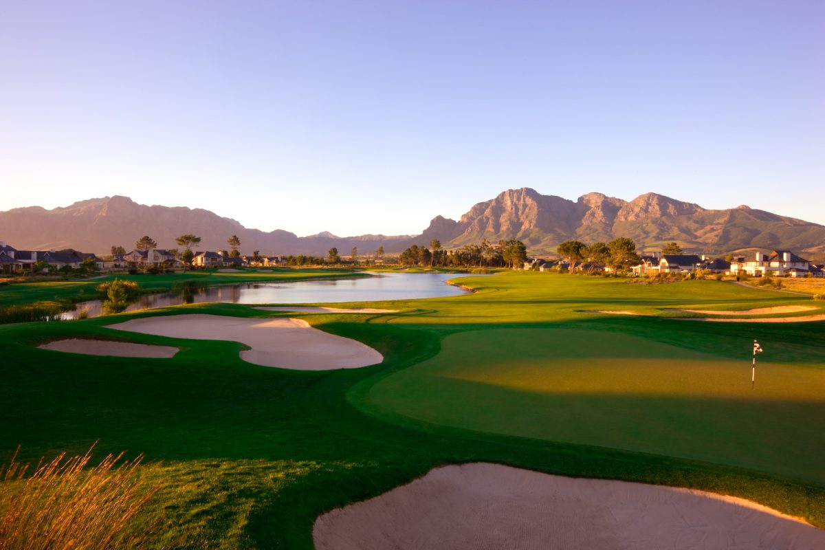 The third hole at Pearl Valley Golf Club, Paarl, South Africa