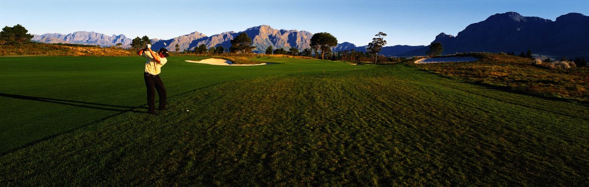 Hitting from the rough on Pearl Valley Golf course, Paarl, South Africa