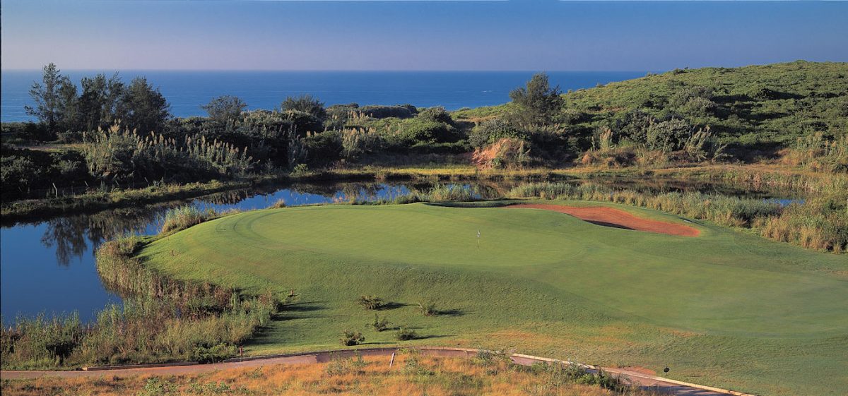 The fifth hole at Zimbali Golf Club, South Africa