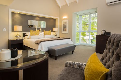 A luxury bedroom at Fancourt Hotel, Southern Cape, South Africa. Golf Planet Holidays