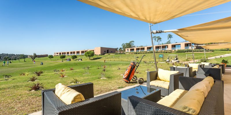 On the terrace at Morgado Golf and Country Club, Portimao, Algarve, Portugal. Golf Planet Holidays.