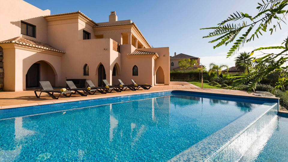 The shared pool at Amendoeira Golf Resort, Algarve, Portugal