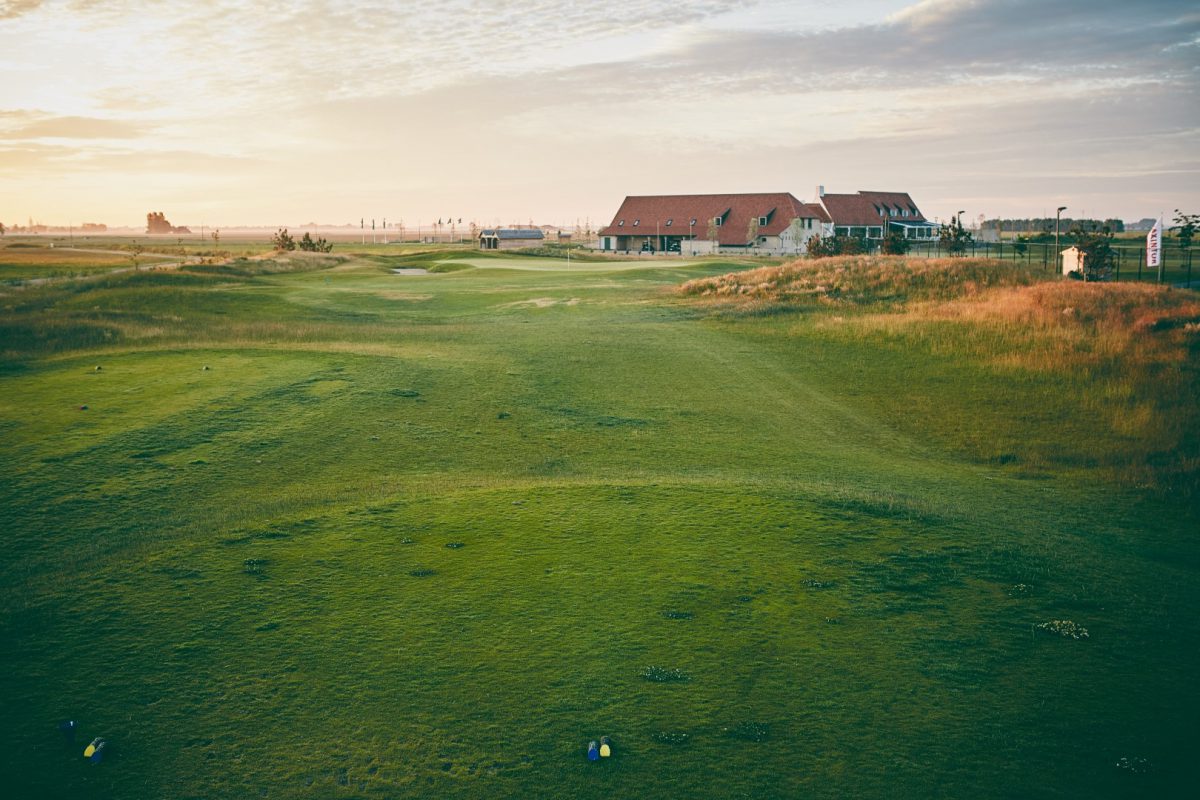 The ninth hole at Koksidje Golf Club, Bruges, Belgium