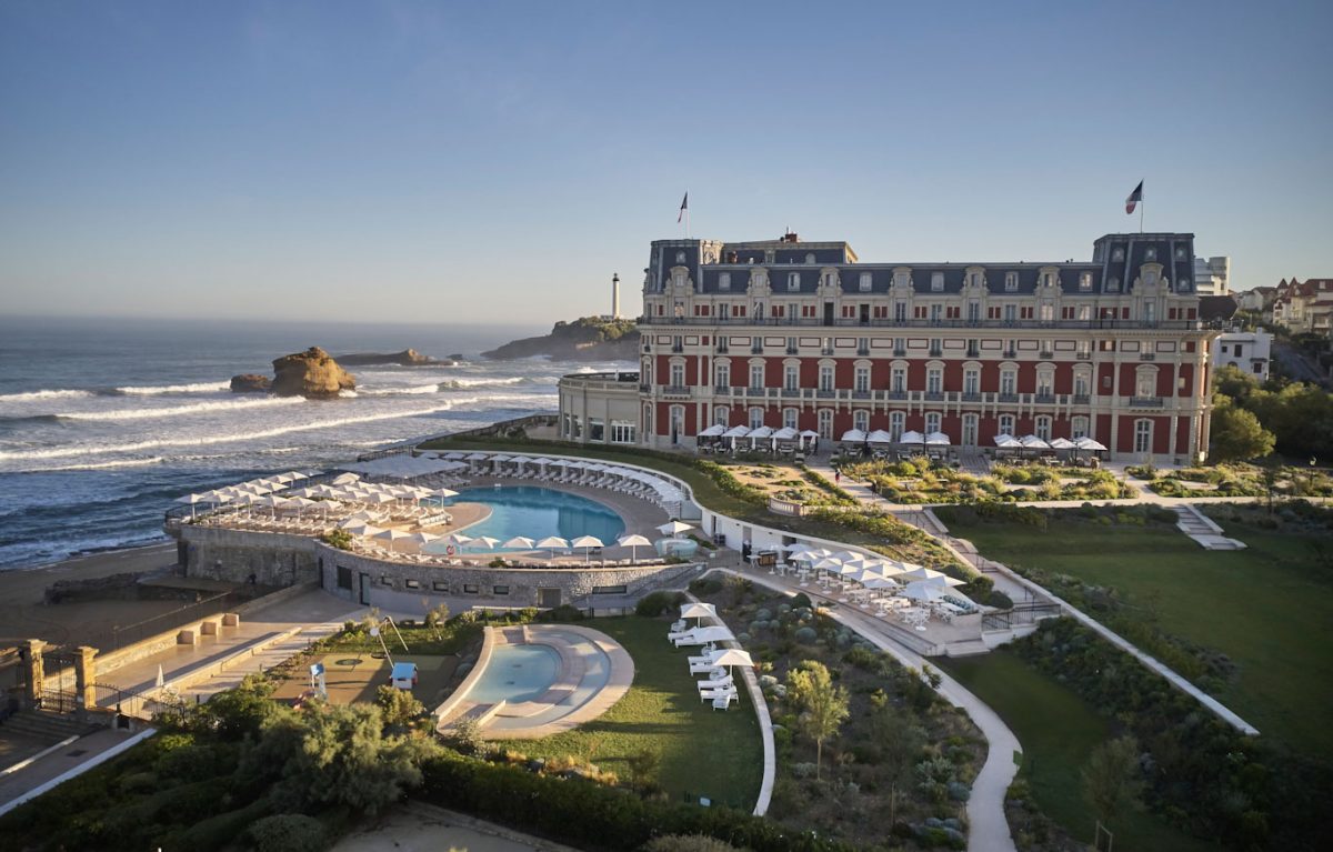 The classic exterior of The Hotel du Palais, Biarritz, France