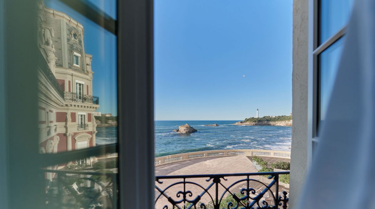 The Hotel du Palais Biarritz, France, is right on The Atlantic Ocean
