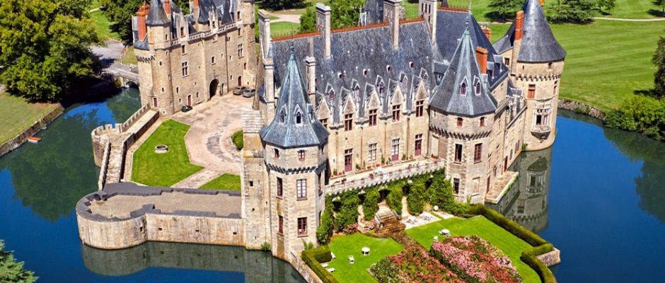 Aerial view of Domaine de la Bretesche, Brittany, France