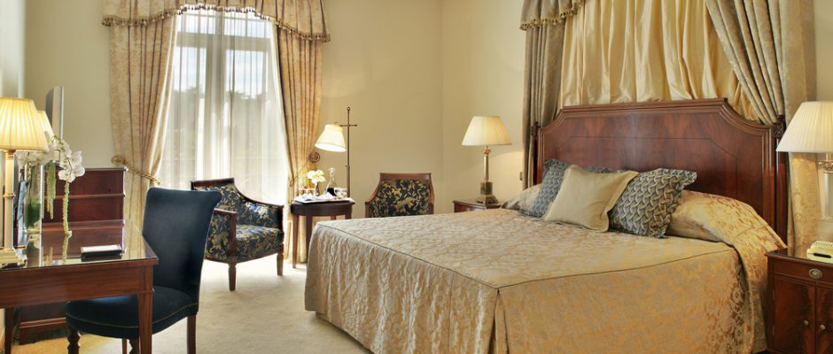 A stunning bedroom at Hotel Palacio Estoril, near Lisbon, Portugal