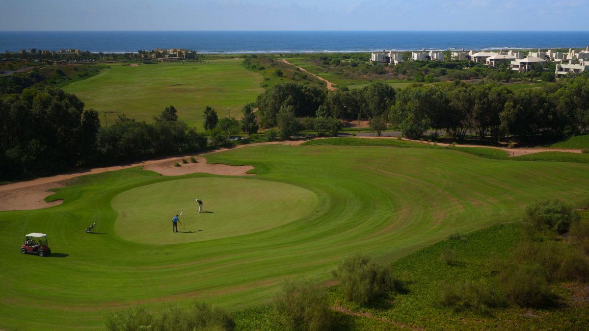 On the green at Mazagan Golf Course, Casablanca, Morocco