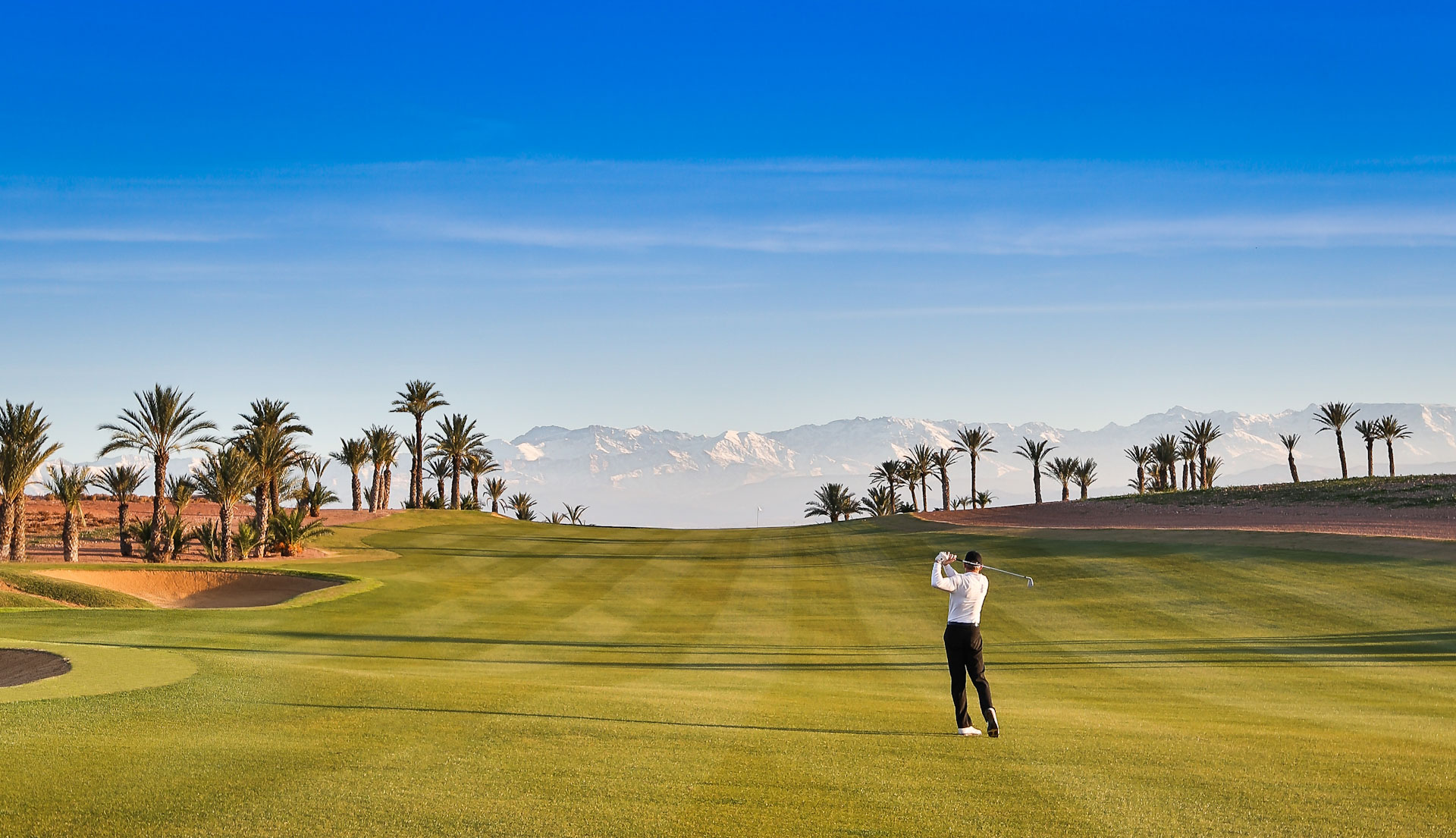Inspiration views down the fairways at Assoufid Golf Club, Marrakech, Morocco. Golf Planet Holidays.