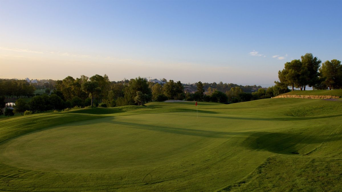 Contured greens at Atalaya Golf and Country Club, Marbella, Costa del Sol, Spain. Golf Planet Holidays
