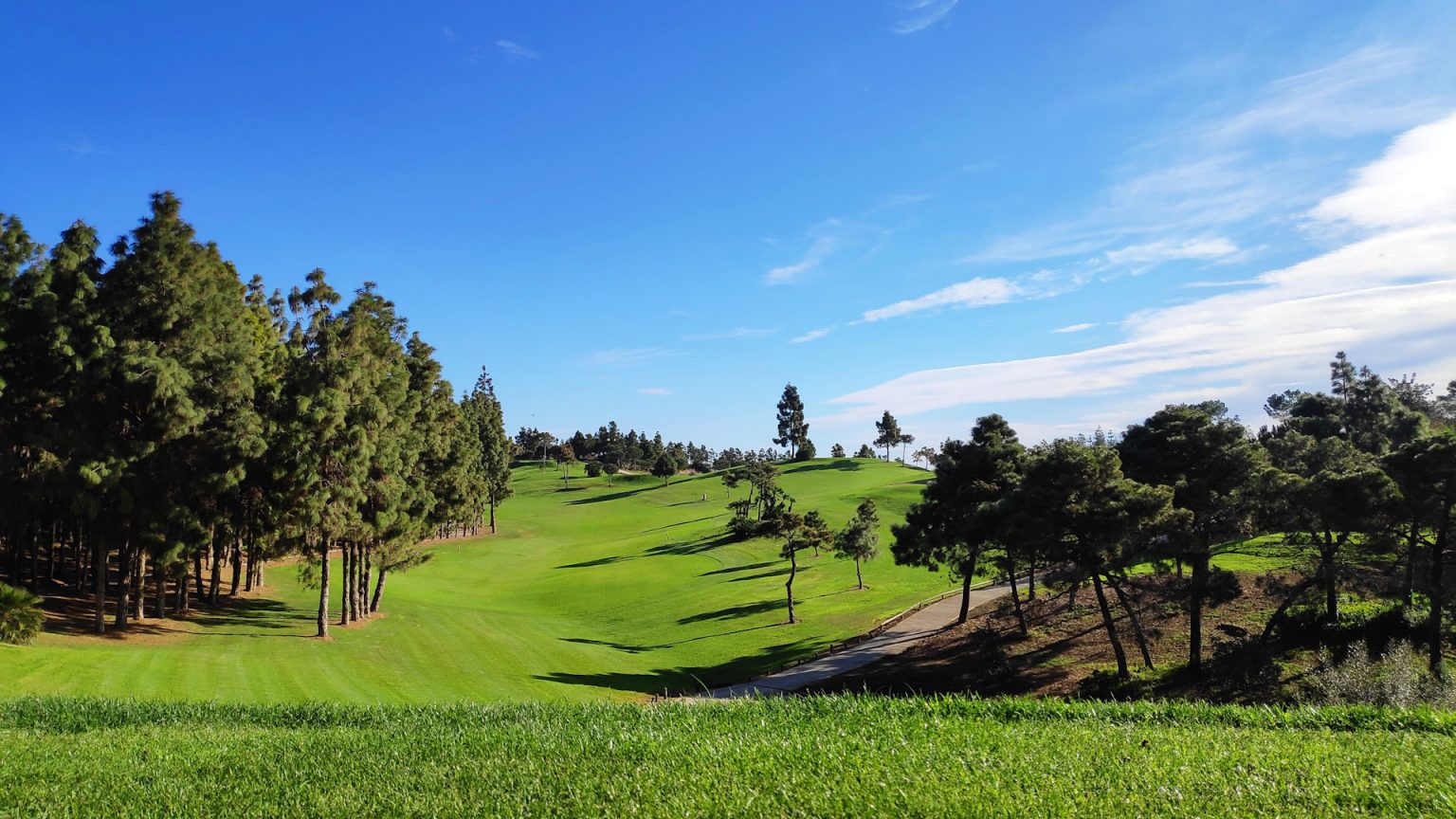 Elevated tee at Chaparral Golf Course, Marbella, Costa del Sol, Spain. Golf Planet Holidays.