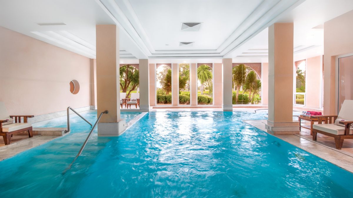 The indoor pool at Tikida Golf Palace, Agadir, Morocco